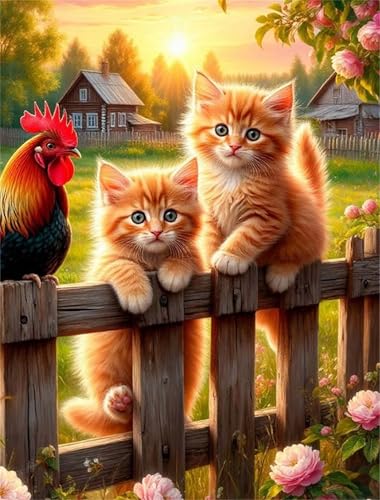 Umfarvt Diamond Painting Zaun Katze Blume Set für Erwachsene DIY Square Strass 60x80cm,5D diamond painting bilder Diamant Kunst Malerei Stickerei Kreuzstich Set,Wohnzimmer Wanddeko Umfarvt Diamond Painting Zaun Katze Blume Set für Erwachsene DIY Square Strass 60x80cm,5D diamond painting bilder Diamant Kunst Malerei Stickerei Kreuzstich Set,Wohnzimmer Wanddeko von Umfarvt