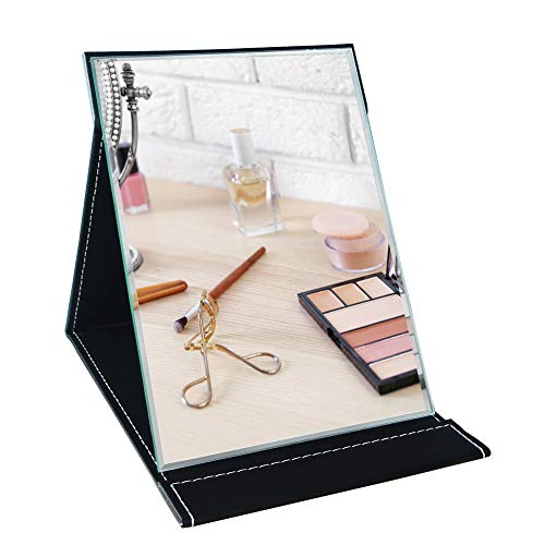 Klappspiegel mit Kunstleder Schminkspiegel Reisespiegel und Tischspiegel 17,02x23,62 cm Schwarz von Umi
