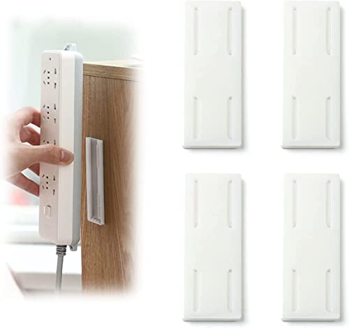 Umikk 4 Stück Selbstklebender Stanzfreier Sockelhalter, Selbstklebende Power Board-Halter,Wandhalterung Steckdose Fixierer,Self-Adhesive Desktop Socket Fixer,Steckdosenhalter für WiFi Router von Umikk