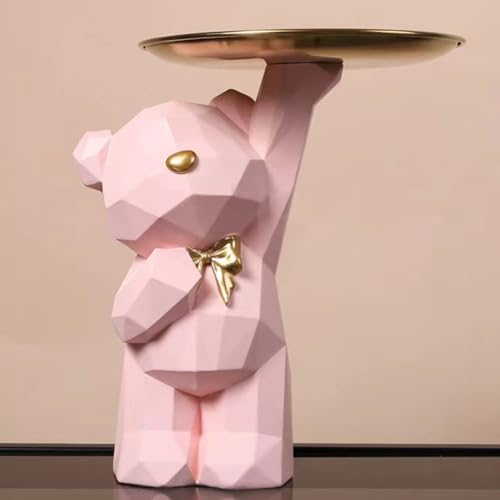 Umikk Bär Schreibtisch Aufbewahrungstablett aus Kunstharz, Bären Deko Harz Tier Skulptur Deko, Bär Statue mit tablett lagerung, Tier Handwerk Harz skulptur, Geschenk für Wohnzimmer von Umikk