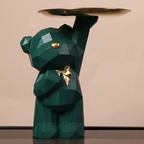 Umikk Bär Schreibtisch Aufbewahrungstablett aus Kunstharz, Bären Deko Harz Tier Skulptur Deko, Bär Statue mit tablett lagerung, Tier Handwerk Harz skulptur, Geschenk für Wohnzimmer von Umikk