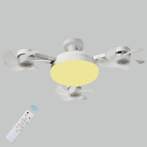 Umikk Deckenleuchte mit Ventilator, Ventilator mit Lampenfassung E27, LED Deckenventilatoren Dimmbar, Decken Ventilator mit 3 Windstufen, Leiser Deckenventilator für Schlafzimmer (3 Köpfe (50 W)) von Umikk