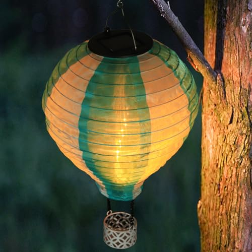 Umikk Heißluftballon-Solarlaterne, Mit raffiniertem Leucht-Effekt, Hängende LED-Heißluftballon-Laterne, LED Solar Laterne für Draußen Hängend mit IP65 Wasserdicht für Terrasse (Hellblau + Seeblau) von Umikk
