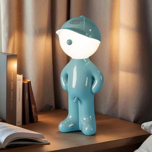 Umikk Kreative Lampe A Little Shy Man, Lustiges Led Tischleuchte, Schüchterner Mann-Lampe, Kreative Tischlampe Mit Schirm, Romantische LED Nachttischlampe Schlafzimmerlampe (Blau (Plug-In)) von Umikk