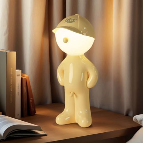 Umikk Kreative Lampe A Little Shy Man, Lustiges Led Tischleuchte, Schüchterner Mann-Lampe, Kreative Tischlampe Mit Schirm, Romantische LED Nachttischlampe Schlafzimmerlampe (Gelb (Plug-in)) von Umikk