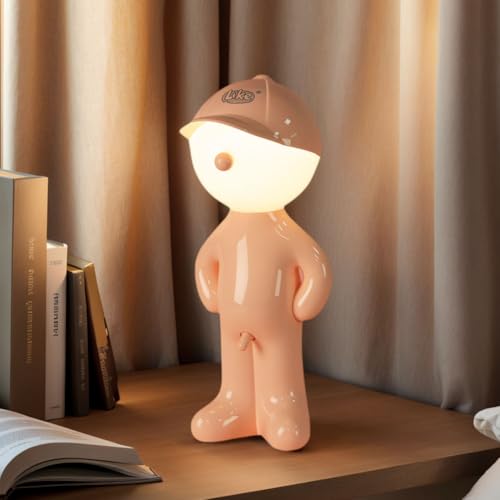 Umikk Kreative Lampe A Little Shy Man, Lustiges Led Tischleuchte, Schüchterner Mann-Lampe, Kreative Tischlampe Mit Schirm, Romantische LED Nachttischlampe Schlafzimmerlampe (Rosa (Plug-In)) von Umikk