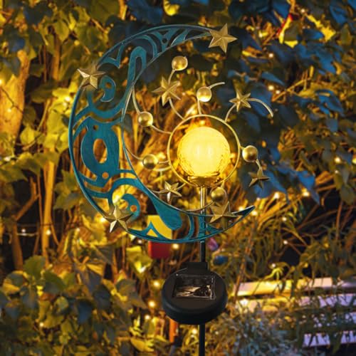 Umikk Mond/Eule Solarleuchten Garten Deko Terassendeko, Freien Solarlampe für Außen Deko Terassendeko Wasserdichte Solarlampe Gartendeko, Gilt für Terrasse Balkon Pfahlpfad Rasen (Mond) von Umikk