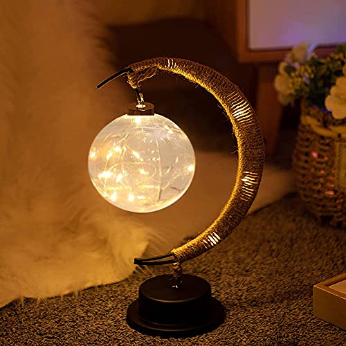 Umikk Mondlampe zum Aufhängen, Hängende LED-Mond lampe, LED-Mondlampe Nachtlicht Mondlampe Halbmond-Kugel-Tischleuchte für Zuhause, Party, romantischer Urlaub, Dezember von Umikk