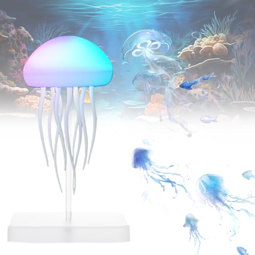 Umikk Quallen Lampe Mit Fernbedienung,LED Fantasy Quallenlampe,RGB Gradient Jellyfish Nachttischlampe, Tragbare Schwebende Quallen Lampe,Aufladbar Quallenlampe Stimmungslicht von Umikk