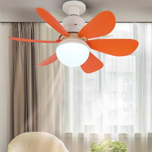Umikk Schlafzimmer LED Deckenventilator mit Beleuchtung und Fernbedienung,Abnehmbarer Deckenventilator,3 Modi LED-Deckenventilator mit Lampe Kleiner Deckenventilator (40W orange (mit Fernbedienung)) von Umikk