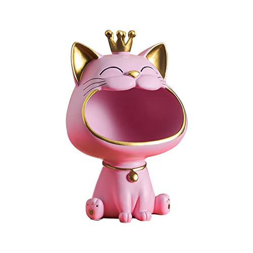 Umikk Schmuck Stueck Katze Figuren Lagerung Box, Lachende Katze Schlüssel Aufbewahrungsbox, Großen Statue Schreibtisch Kleinigkeiten Behälter Organizer Skulptur,Katze Skulptur Statue Harz für Home von Umikk