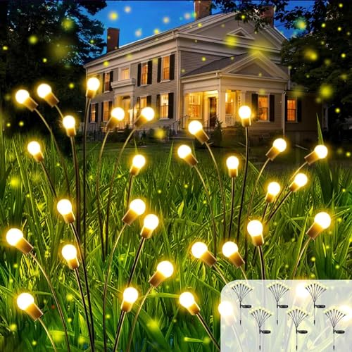 Umikk Solarlampen für Außen 6 Stück 48 KöPfe Glühwürmchen Lichter, LED Dekorative Licht für Garten, IP65 Wasserdicht Swinging Solarleuchten, Für Fußweg Yard Patio Walkway Decor von Umikk