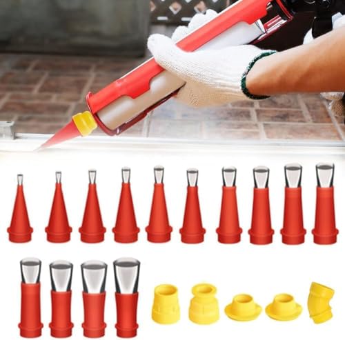 Umikk Universal Integrierte Gummidüse Werkzeug Kit,Neuest Kartuschenspitzen,Verschiedene Größen Kartuschenspitzen Transparent Silikontüllen (22 Stück 【6 Gummisohlen】) von Umikk