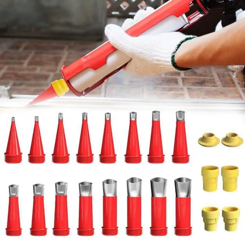 Umikk Universal Integrierte Gummidüse Werkzeug Kit,Neuest Kartuschenspitzen,Verschiedene Größen Kartuschenspitzen Transparent Silikontüllen (22 Stück 【6 Gummisohlen】+4 Reinigungsbürsten) von Umikk