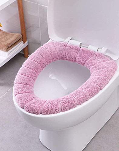 Uministyle WC-Sitzbezug-Set Badezimmer WC Sitz Deckel Abdeckung Pad Weiche Wärmer Matte Bezug Pad Kissen Waschbares Tuch WC Pads (Rosa-1 Stück) von Uministyle