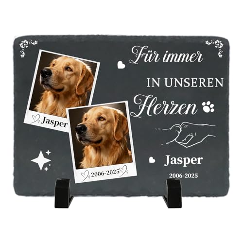 Umitive Individueller Grabstein für Haustiere - Personalisierte Gedenktafel mit Foto & Name - Hundegrab, Tierfriedhof Dekoration - Erinnerungsgeschenk für verstorbene Tiere (Style L) von Umitive