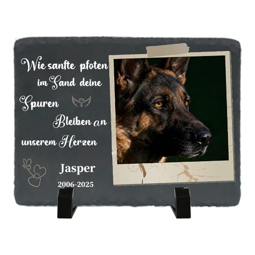 Umitive Individueller Grabstein für Haustiere - Personalisierte Gedenktafel mit Foto & Name - Hundegrab, Tierfriedhof Dekoration - Erinnerungsgeschenk für verstorbene Tiere (Style M) von Umitive
