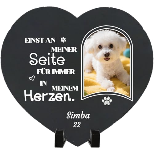 Umitive Individueller Grabstein für Haustiere - Personalisierte Gedenktafel mit Foto & Name - Hundegrab, Tierfriedhof Dekoration - Erinnerungsgeschenk für verstorbene Tiere (Style F) von Umitive