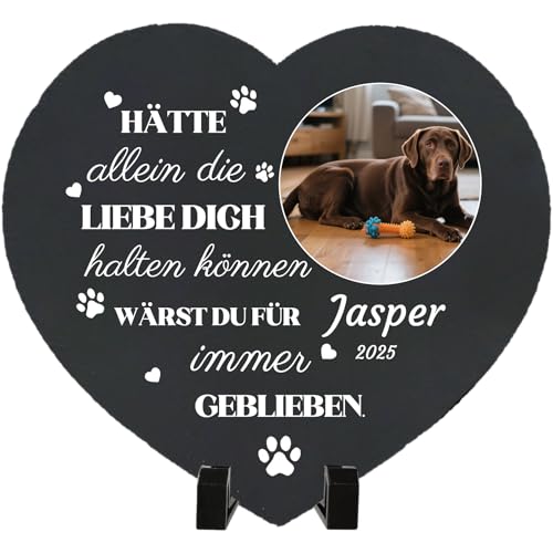 Umitive Individueller Grabstein für Haustiere - Personalisierte Gedenktafel mit Foto & Name - Hundegrab, Tierfriedhof Dekoration - Erinnerungsgeschenk für verstorbene Tiere (Style J) von Umitive