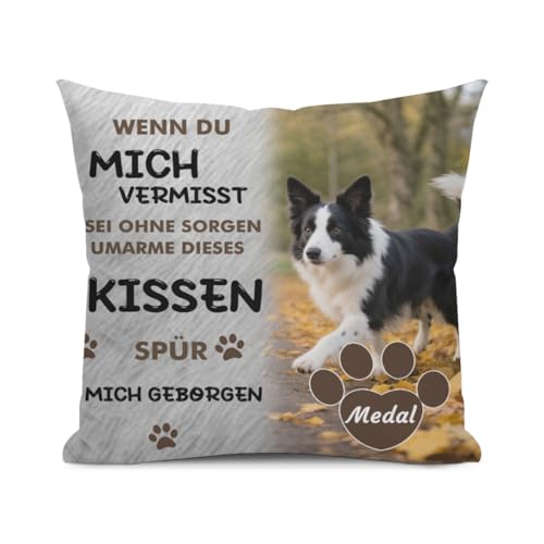 Umitive Personalisiertes Hundekissen - Individuelles Foto & Name Kissenbezug zur Erinnerung an verstorbene Haustiere - Trostspender für Trauernde (Style C) von Umitive