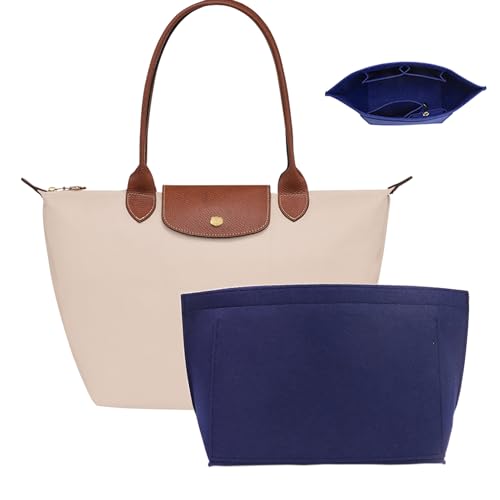 Umiup Geldbörsen-Organizer-Einsatz für Longchamp Le Pliage Tote, Handtaschen-Organizer mit Getränkehalter, kompatibel mit LE PLIAGE Tragetaschen, groß/klein, LE PLIAGE Tragegriff oben, S/M (Blau, L von Umiup