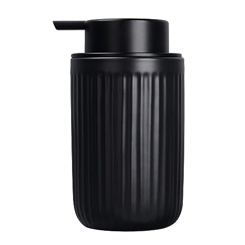 Seifenspender Schwarz Matt Umlaca Spülmittelspender,Nachfüllbarer Soap Dispenser Keramik 350ml,Großer Pumpenkopf für leichtes Pressen,Geeignet für Handseife,Shampoo,Duschgel,Küche,Bad von Umlaca