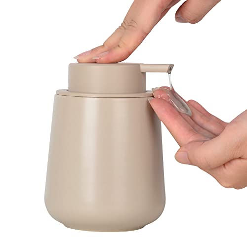 Seifenspender Umlaca Spülmittelspender,Nachfüllbarer Soap Dispenser Keramik 350ml,Großer Pumpenkopf für leichtes Pressen,Geeignet für Handseife,Shampoo,Duschgel,Küche,Bad Khaki von Umlaca