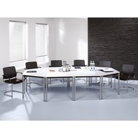 Konferenztisch Premium, Trapez, Quadratrohr, BxT 1.600 x 690 mm, Buche/schwarz von Jungheinrich PROFISHOP