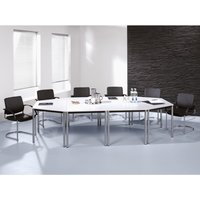 Konferenztisch Premium, Trapez, Rundrohr, BxT 1.600 x 690 mm, Buche/schwarz von Jungheinrich PROFISHOP