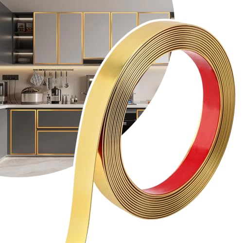 Umllpet Selbstklebende Zierleiste Matt Gold (2cm × 6M), Flexible Dekorationsleiste & Kantenschutz für Wände, Türen, Spiegelrahmen, Fenster, Möbel, Fliesen, Decken, Böden, Kamin, Gebürstetes Metall Umllpet Selbstklebende Zierleiste Matt Gold (2cm × 6M), Flexible Dekorationsleiste & Kantenschutz für Wände, Türen, Spiegelrahmen, Fenster, Möbel, Fliesen, Decken, Böden, Kamin, Gebürstetes Metall von Umllpet