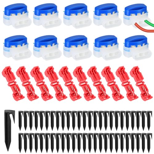 Anschlussklemmen für Mähroboter Set, 50 Erdnägel + 10 Kabelverbinder Wasserdicht + 10 Abzweigverbinder, Universal Begrenzungsdraht Rasenroboter Zubehör Set, Wasserdicht Kabelklemmen, Mähroboterzubehör Anschlussklemmen für Mähroboter Set, 50 Erdnägel + 10 Kabelverbinder Wasserdicht + 10 Abzweigverbinder, Universal Begrenzungsdraht Rasenroboter Zubehör Set, Wasserdicht Kabelklemmen, Mähroboterzubehör von Umllpet