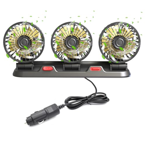 Umllpet 12V Auto Ventilator, 12V Dreilüfter Ventilator Auto 360 Grad Drehbar mit 2 Geschwindigkeiten Dreilüfter Geeignet für 12 Volt Autos, LKWs, Van, SUV, Drei Köpfe Autoventilator Umllpet 12V Auto Ventilator, 12V Dreilüfter Ventilator Auto 360 Grad Drehbar mit 2 Geschwindigkeiten Dreilüfter Geeignet für 12 Volt Autos, LKWs, Van, SUV, Drei Köpfe Autoventilator von Umllpet