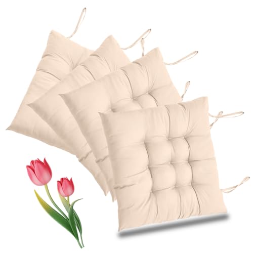 Umllpet 4 Stück Stuhlkissen,40x40cm Sitzkissen Sitzpolster Stuhl Sitzkissen Esszimmerstuhl Sitzauflage Stuhl für Indoor Outdoor Bürostuhl Sitzpolst (Hellhautbraun) von Umllpet