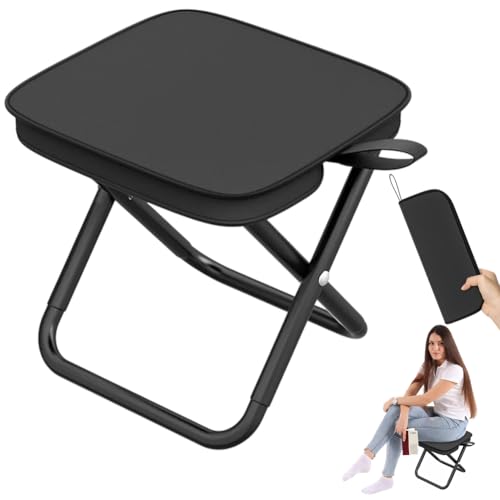 Umllpet Camping Hocker Tragbarer Klapphocker 26CM, Tragbarer Klapphocker mit Aufbewahrungsbeutel, Mini-Klapphocker und Leicht Sitz Falthocker Klappbar für Reisen Wandern Garten Angeln Strand (Schwarz) Umllpet Camping Hocker Tragbarer Klapphocker 26CM, Tragbarer Klapphocker mit Aufbewahrungsbeutel, Mini-Klapphocker und Leicht Sitz Falthocker Klappbar für Reisen Wandern Garten Angeln Strand (Schwarz) von Umllpet