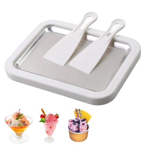Eisplatte Eis Rolls zum Eis Machen DIY, Ice Cream Machine Rolls Maker mit 2 Spateln, Kleine DIY Eisrollen-Maschine Gelato Eis Rollmaschine für Kinder Familie (weiß) von Umllpet