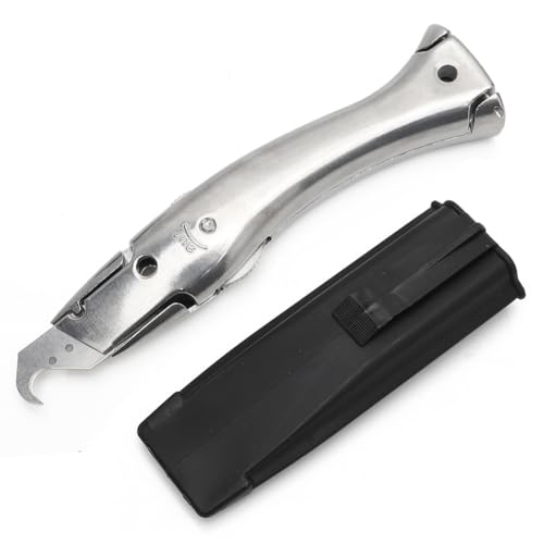 Umllpet Hakenmesser -Set mit Trapezklinge & Hakenklinge, Sicherheitscutter für PVC-Bodenbeläge, Teppiche, Schneider mit Schwarzer Aufbewahrungshülle, Langlebig, Silber Umllpet Hakenmesser -Set mit Trapezklinge & Hakenklinge, Sicherheitscutter für PVC-Bodenbeläge, Teppiche, Schneider mit Schwarzer Aufbewahrungshülle, Langlebig, Silber von Umllpet