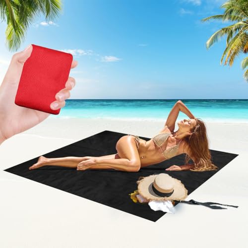 Umllpet Mini Picknickdecke, Ultraleicht tragbare Stranddecke, Picknickdecke Klein, Sandabweisende Camingmatte, Ultraleicht Kompakt Strandtuch für Strand Picknick Camping Wandern 150 x 180cm(Schwarz) von Umllpet