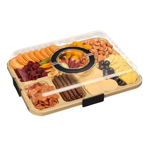 Umtiti 6-Kompartiment-Wurstbrett mit Klappdeckel, tragbares Käse- & Schneidebrett für die Küche,DE von Umtiti