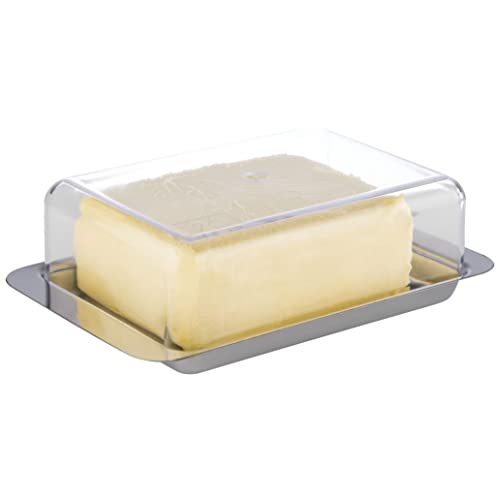 APS 63 Kühlschrank-Butterdose – hochwertiger Edelstahl Butter Behälter Made in Germany – langlebig und Nicht rostend 16 x 9,5 x 5,5cm, Nicht spülmaschinenfest von APS