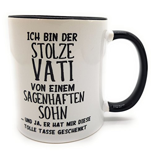 Tasse Spruch Ich bin stolzer Vati ... Sohn. Geschenk Papa Bürotasse Geburtstag Kaffeetasse Henkeltasse von Un.
