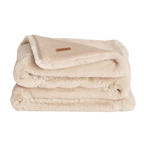 UnHide Marshmallow – Kunstfelldecke – schwere, extra weiche Decke – aus recycelten Materialien – maschinenwaschbar – Queen-Size-Größe (152,4 x 203,2 cm) – Beige Bär von UnHide