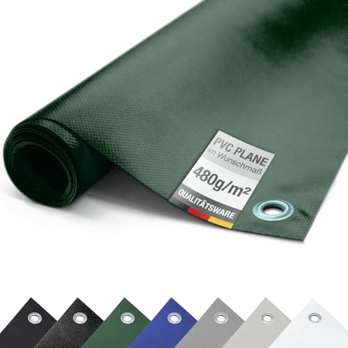 ANKO PLANEN PVC Abdeckplane 480 g/m² - mit 12 mm Ösen, ohne Saum - Schutz-/Abdeckplane für Pool Teich Garten & Terrasse (3m x 2m, Grün RAL6005) von !