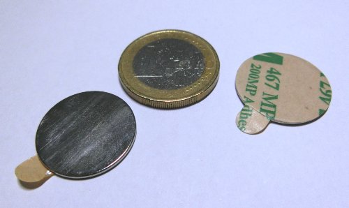 10 Neodym-Magnete 20 x 1 mm rund - selbstklebend von Unbekannt