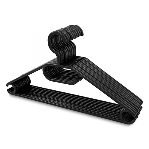 10 Stück Kleiderbügel - schwarz (Kunststoff drehbarer Haken) von Bergland