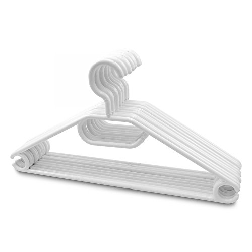 Kleiderbügel aus Kunststoff, drehbarer Haken – Schwarz + Weiß/Weiß, 100 Stück von Bergland