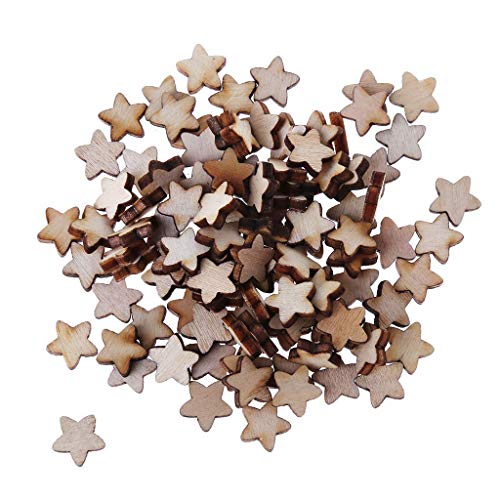 100 Stück kleine Sterne in Holzform Verzierungen aus Holz Handwerk Hochzeit Tisch Streudeko praktisch und praktisch von Unbekannt