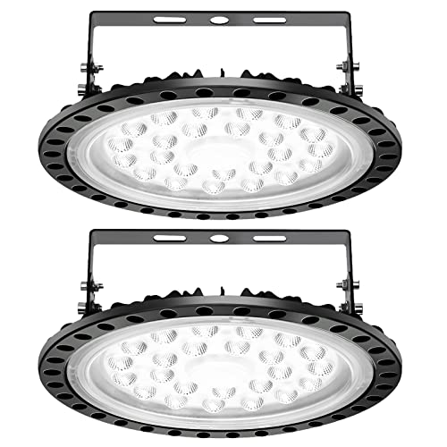 papasbox 2 Pack 100W UFO LED Hallenleuchte, LED Hallenleuchte Industrial Kronleuchter Hallenstrahler Hallenbeleuchtung Werkstattbeleuchtung, Kaltweiß 6000-6500K, Abstrahlwinkel 120° von papasbox