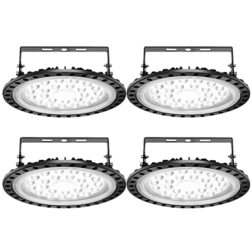 papasbox 4 Pack 100W UFO LED Hallenleuchte, LED Hallenleuchte Industrial Kronleuchter Hallenstrahler Hallenbeleuchtung Werkstattbeleuchtung, Kaltweiß 6000-6500K, Abstrahlwinkel 120° von papasbox