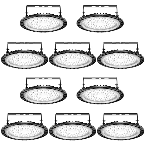 papasbox 10 Pack 100W UFO LED Hallenleuchte, LED Hallenleuchte Industrial Kronleuchter Hallenstrahler Hallenbeleuchtung Werkstattbeleuchtung, Kaltweiß 6000-6500K, Abstrahlwinkel 120° von papasbox