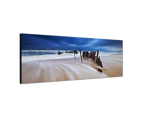 120x40 cm Panorama Wandbild Leinwand (Strand,Wasser,Wrack) Panoramabild Bild Bilder Moderne Dekoration zum kleinen Preis! Bild bespannt auf echter Leinwand und Holzkeilrahmen. Made in Germany neu von Unbekannt